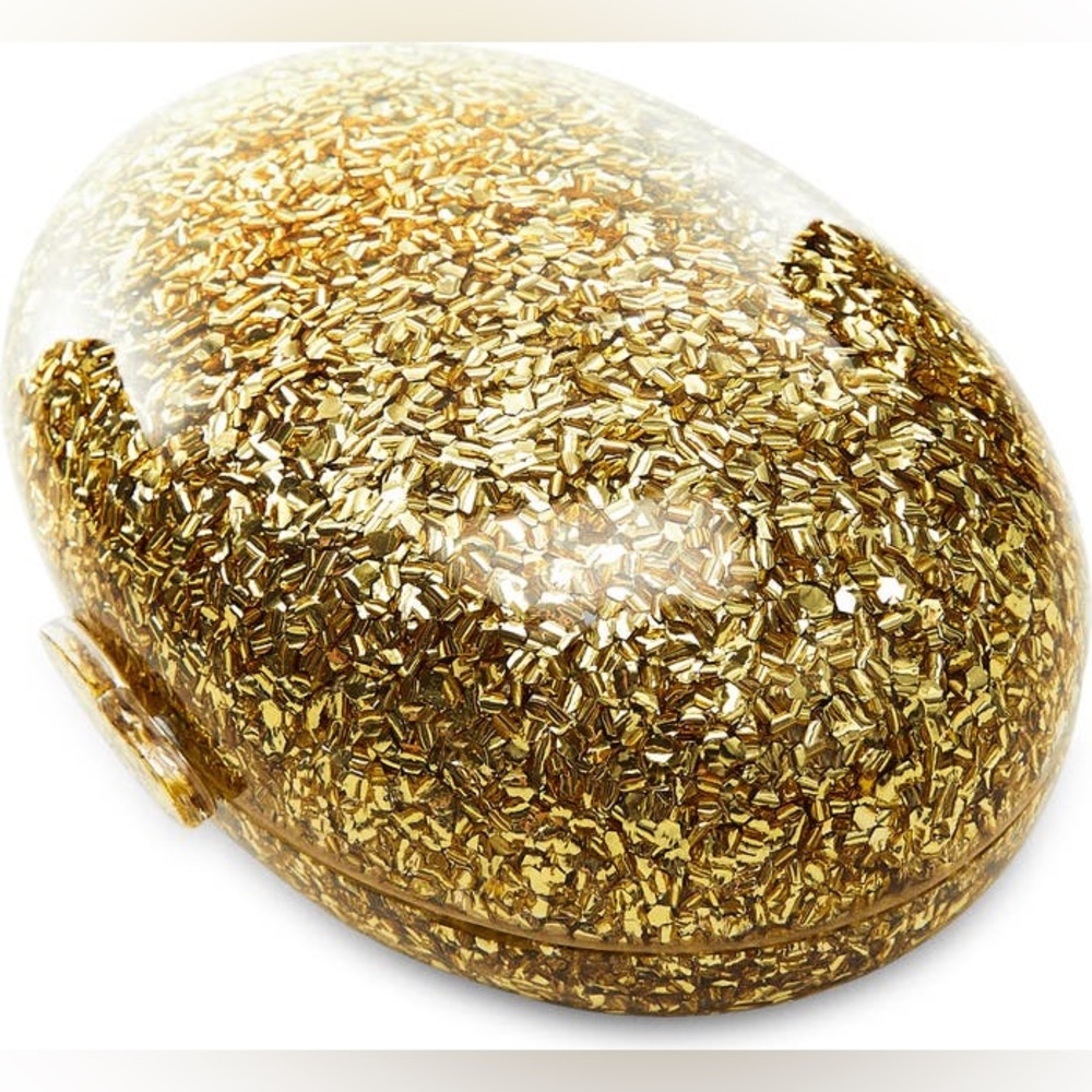ROUND GOLD GLITTER CLUTCH PURSE - Picture 7 of 13